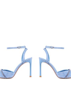Жіночі туфлі MiaMay велюрові блакитні c тонким ремінцем - фото 2 - Miraton