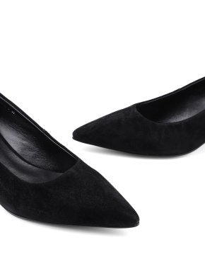 Женские туфли черные кожаные с острым носком - фото 5 - Miraton