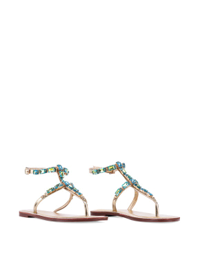 Жіночі сандалі Attizzare зі штучної шкіри золотого кольору з камінням - фото 3 - Miraton