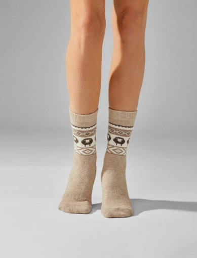 Набір жіночих високих шкарпеток Legs SOCKS WOOL молочні, 2 пари фото 1