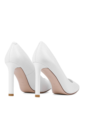 Женские туфли с острым носком белые кожаные - фото 4 - Miraton