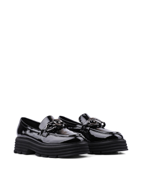 Женские туфли лоферы черные наплаковые - фото 3 - Miraton