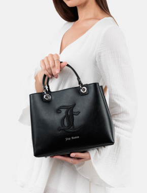 Жіноча сумка тоут Juicy Couture з екошкіри чорна з логотипом - фото 1 - Miraton