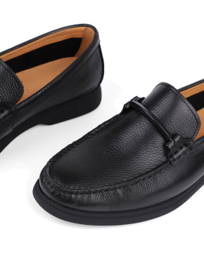 Мужские туфли лоферы Miguel Miratez кожаные черные - фото 5 - Miraton