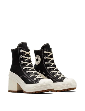 Жіночі кеди Converse Chuck 70 De Luxe Heel тканинні чорні - фото 3 - Miraton