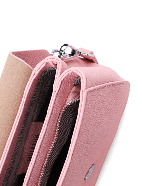 Женская сумка через плечо MIRATON кожаная розовая - фото 5 - Miraton