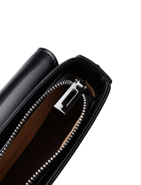 Женская сумка через плечо MIRATON кожаная черная с декоративной застежкой - фото 5 - Miraton