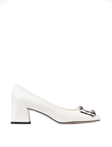 Жіночі туфлі MIRATON лакові з квадратним мисом білого кольору - фото  - Miraton