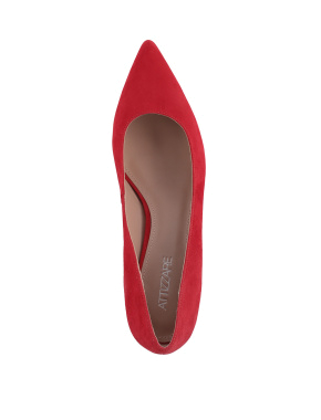 Жіночі туфлі велюрові червоні з гострим носком - фото 4 - Miraton
