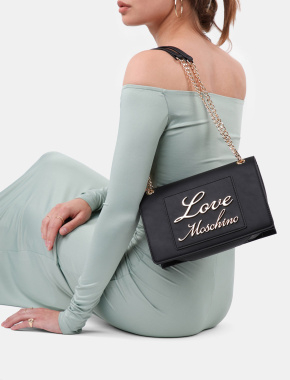 Сумка Love Moschino крос-боді чорна з екошкіри з логотипом - фото 1 - Miraton