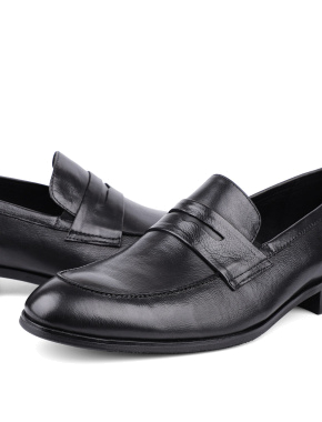 Мужские туфли лоферы черные кожаные - фото 2 - Miraton