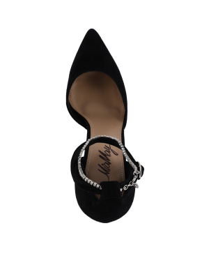 Жіночі туфлі велюрові чорні з гострим носком - фото 4 - Miraton
