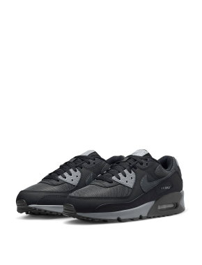 Мужские кроссовки Nike AIR MAX 90 кожаные черные - фото 1 - Miraton