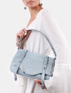 Жіноча сумка хобо Juicy Couture з екошкіри синя з логотипом - фото  - Miraton