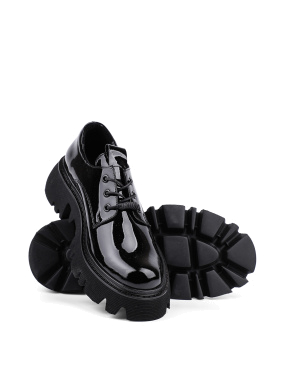 Женские туфли оксфорды черные лаковые - фото 3 - Miraton