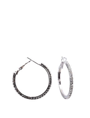 Жіночі сережки конго MIRATON в сріблі з камінням - фото  - Miraton