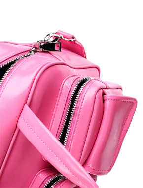 Жіноча сумка карго MIRATON шкіряна рожева з накладними кишенями - фото 5 - Miraton