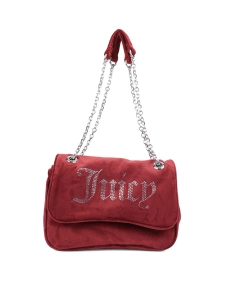 Жіноча сумка крос-боді Juicy Couture тканинна бордова з ланцюжком - фото  - Miraton