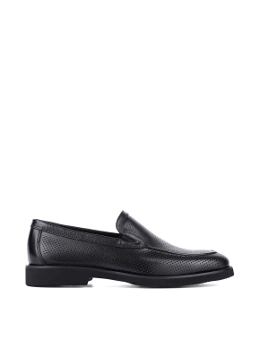 Мужские туфли кожаные черные с перфорацией - фото 1 - Miraton