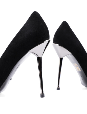 Женские туфли с острым носком черные велюровые - фото 2 - Miraton