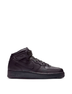 Чоловічі кросівки Nike Air Force 1 Mid чорні шкіряні - фото 1 - Miraton