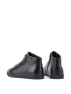 Мужские ботинки черные кожаные с подкладкой байка - фото 4 - Miraton