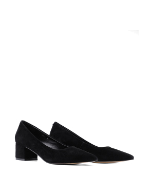 Женские туфли черные кожаные с острым носком - фото 3 - Miraton
