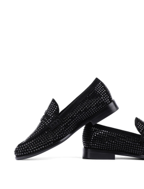 Женские туфли лоферы черные замшевые - фото 2 - Miraton