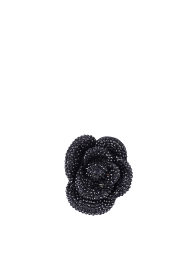 Жіноча брошка MIRATON чорного кольору з камінням фото 1