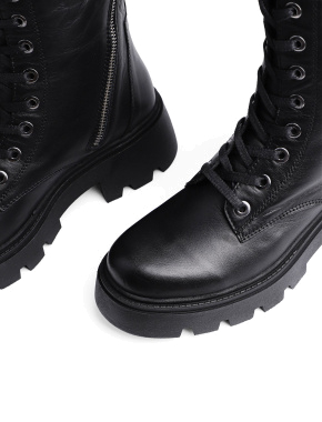 Жіночі черевики берці чорні шкіряні з підкладкою байка - фото 6 - Miraton