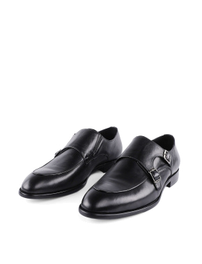 Чоловічі туфлі шкіряні чорні монки - фото 2 - Miraton