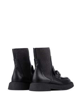 Жіночі черевики челсі чорні шкіряні з підкладкою байка - фото 4 - Miraton