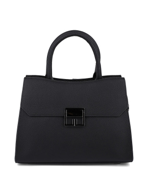 Жіноча сумка леді лайк MIRATON шкіряна чорна з декоративною застібкою - фото 2 - Miraton