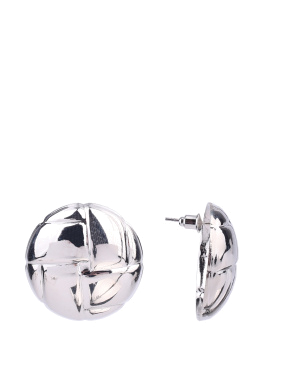 Жіночі сережки пуссети MIRATON круглі зі срібним покриттям із затискачем - фото  - Miraton