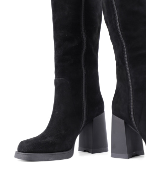 Жіночі чоботи панчохи чорні велюрові з підкладкою із натурального хутра - фото 2 - Miraton