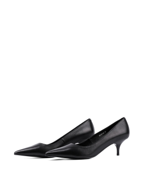 Жіночі туфлі-човники MIRATON шкіряні чорні на kitten heels - фото 3 - Miraton