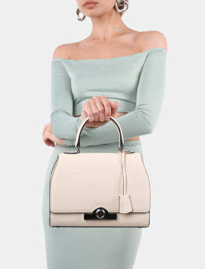 Жіноча сумка леді лайк MIRATON шкіряна молочного кольору з декоративною застібкою - фото 1 - Miraton