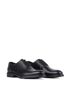Мужские туфли оксфорды черные кожаные - фото 3 - Miraton