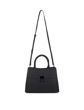 Жіноча сумка леді лайк MIRATON шкіряна чорна з декоративною застібкою - фото 6 - Miraton