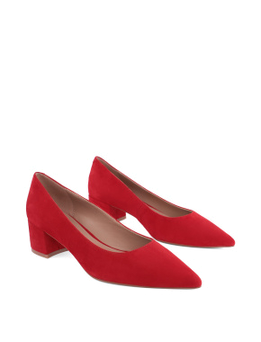 Жіночі туфлі велюрові червоні з гострим носком - фото 2 - Miraton