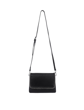 Жіноча сумка крос-боді MIRATON шкіряна чорна з ланцюжком - фото 5 - Miraton
