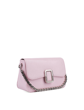 Женская сумка через плечо MIRATON кожаная розовая с цепочкой - фото 1 - Miraton