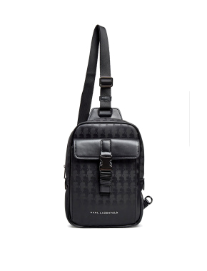 Чоловіча сумка слінг Karl Lagerfeld тканинна чорна - фото 2 - Miraton
