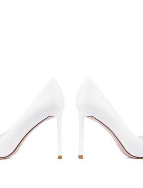 Женские туфли с острым носком белые кожаные - фото 2 - Miraton