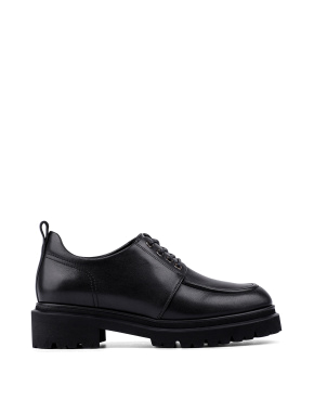 Женские туфли оксфорды черные кожаные - фото 1 - Miraton