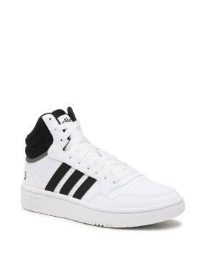 Мужские ботинки Adidas Hoops 3.0 Mid из искусственной кожи белые - фото 2 - Miraton