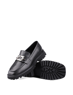 Жіночі туфлі лофери MIRATON чорні шкіряні - фото 1 - Miraton