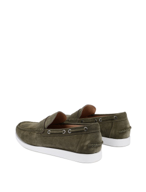 Мужские туфли лоферы замшевые зеленые - фото 3 - Miraton