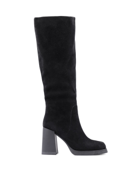 Жіночі чоботи панчохи чорні велюрові з підкладкою із натурального хутра - фото 1 - Miraton
