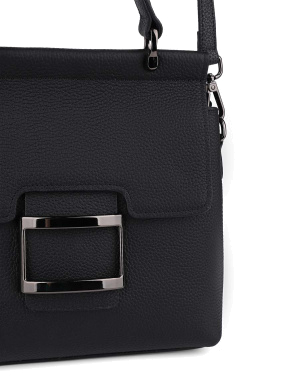 Жіноча сумка леді лайк MIRATON шкіряна чорна з декоративною застібкою - фото 5 - Miraton